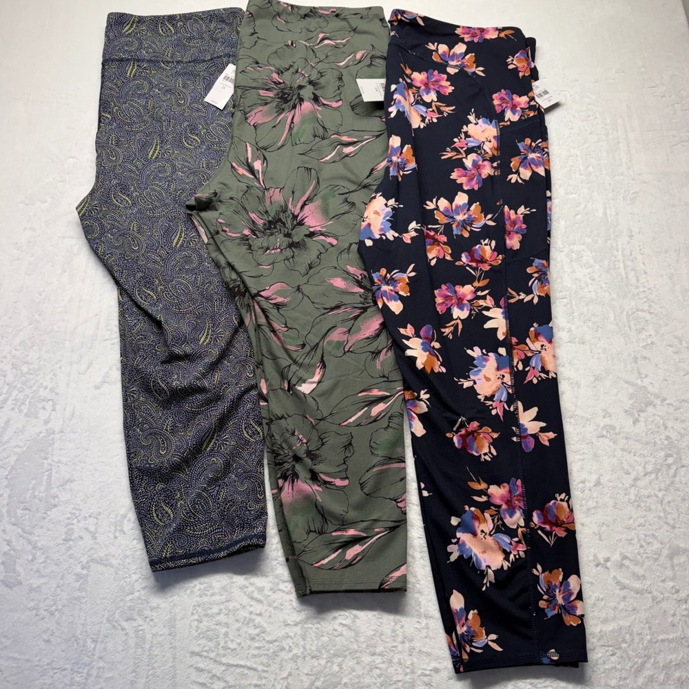 J.Jill Fit Leggings Lot 3 Size 2X NWT Floral Print Womens Plus Active Pants